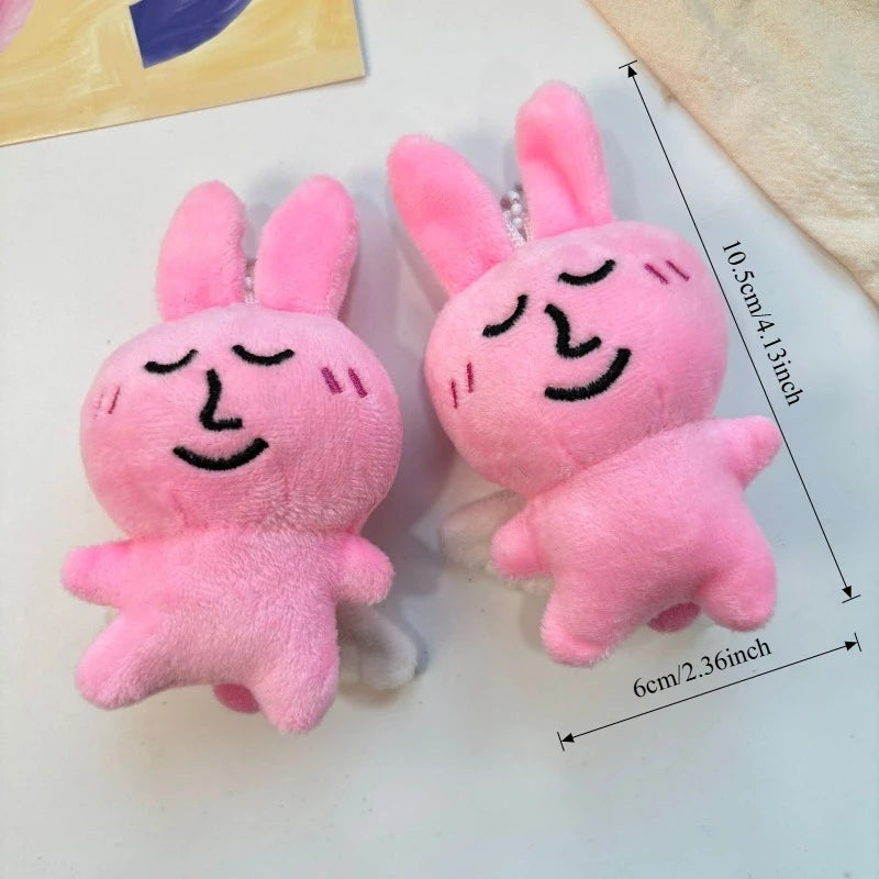 Pink Smile Bunny Plush Keychain