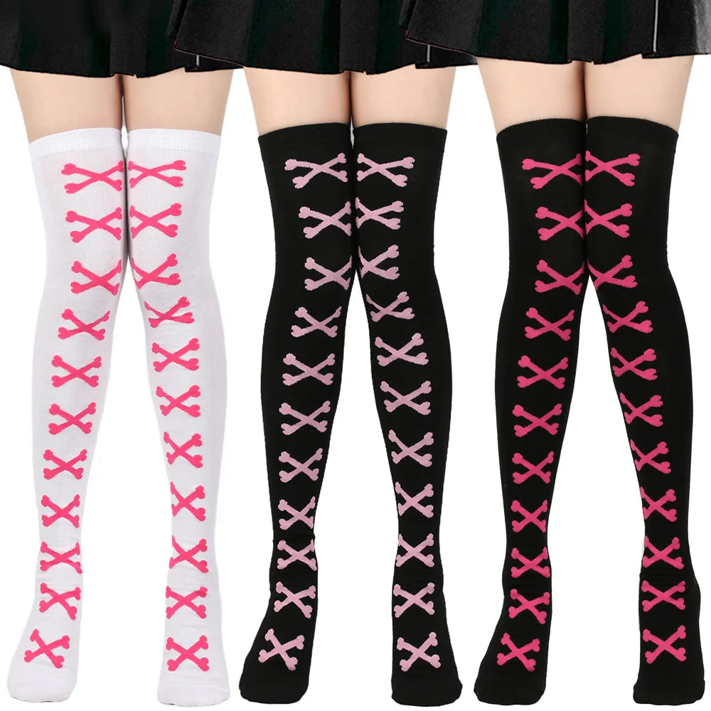 Heart Crossbones Over-Knee Thigh-High Socks