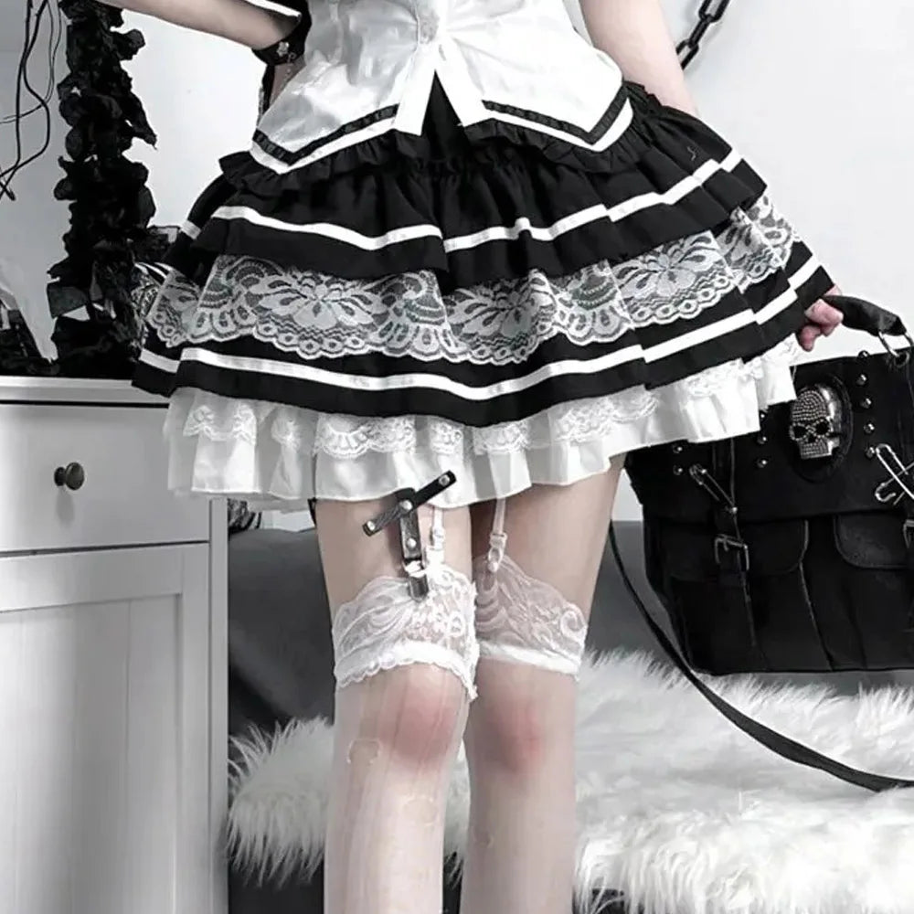Striped Lace Tiered Cake Skirt