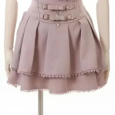 Lace Ruffle Cake Mini Skirt with Corset Belt