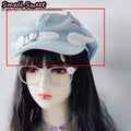 Bunny Ear Suede Beret with Belt & Star Charm