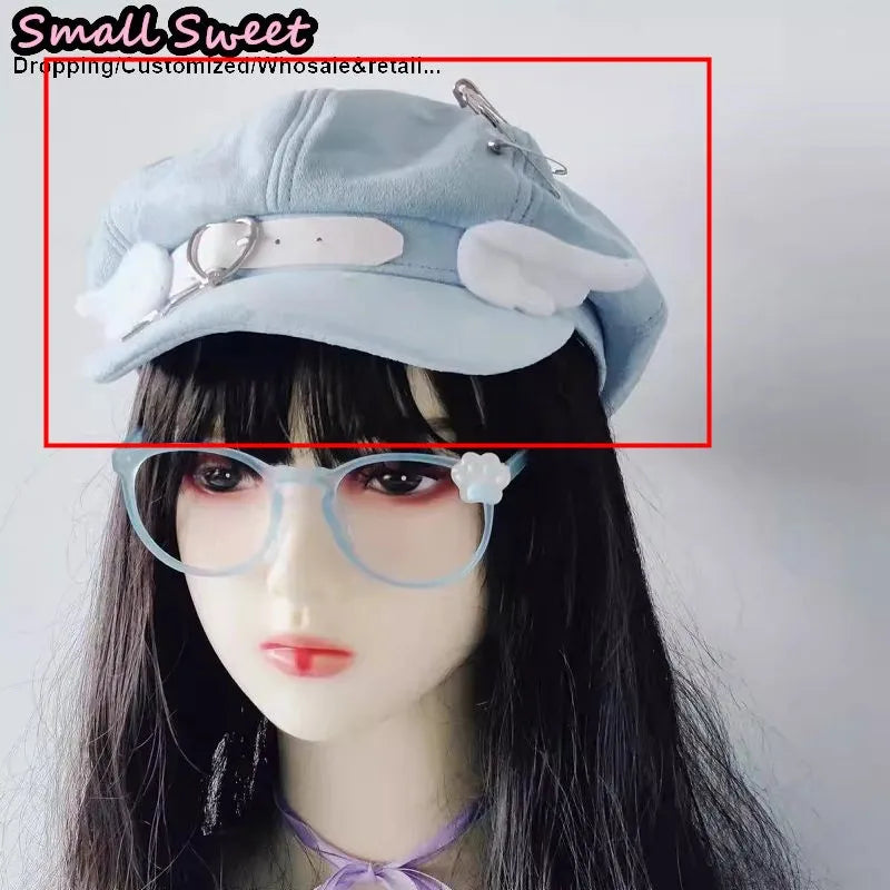 Bunny Ear Suede Beret with Belt & Star Charm