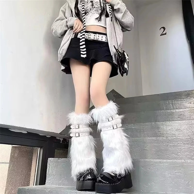 Faux Rabbit Fur Leg Warmers - Leg Warmers & Boot Covers detail view 3 | Cute Splikes