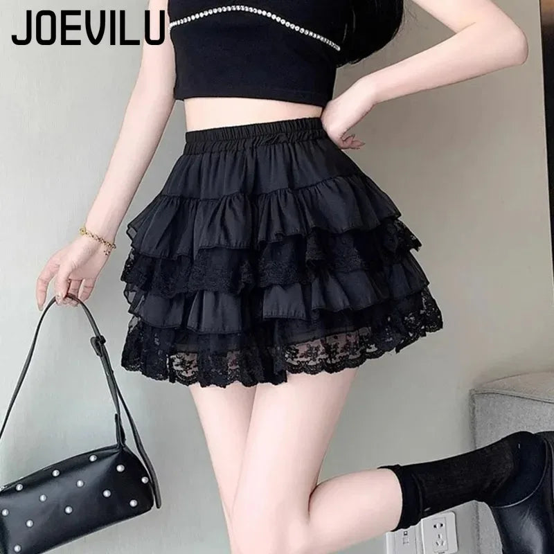 Black Lace Tulle Tutu Mini Skirt