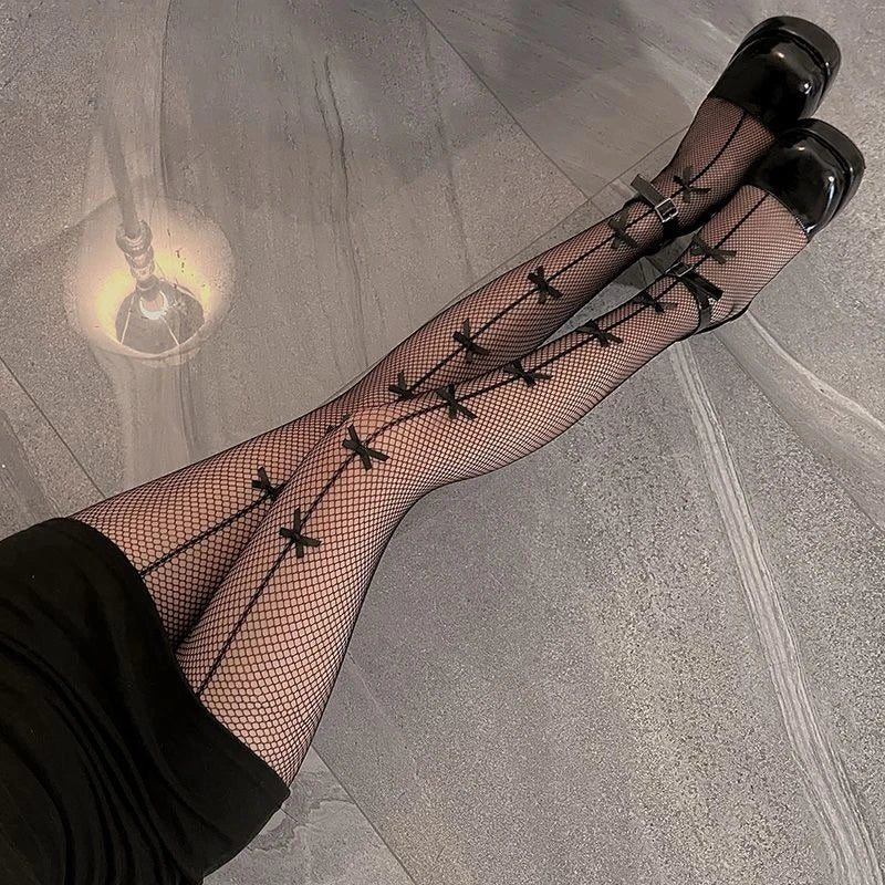 Sheer Hollow-Out Fishnet Pantyhose