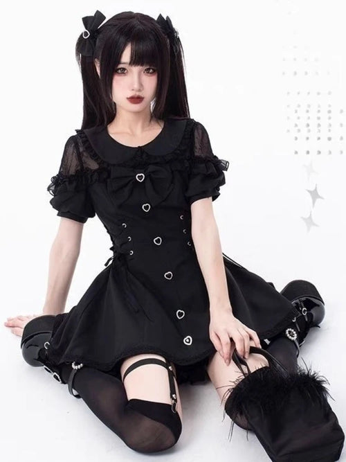 Bow Lace Heart Button Lolita Dress