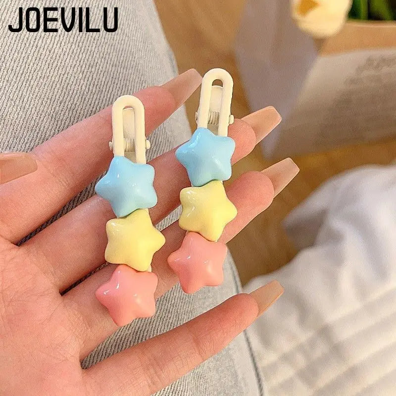 Pastel Star Snap Hair Clips