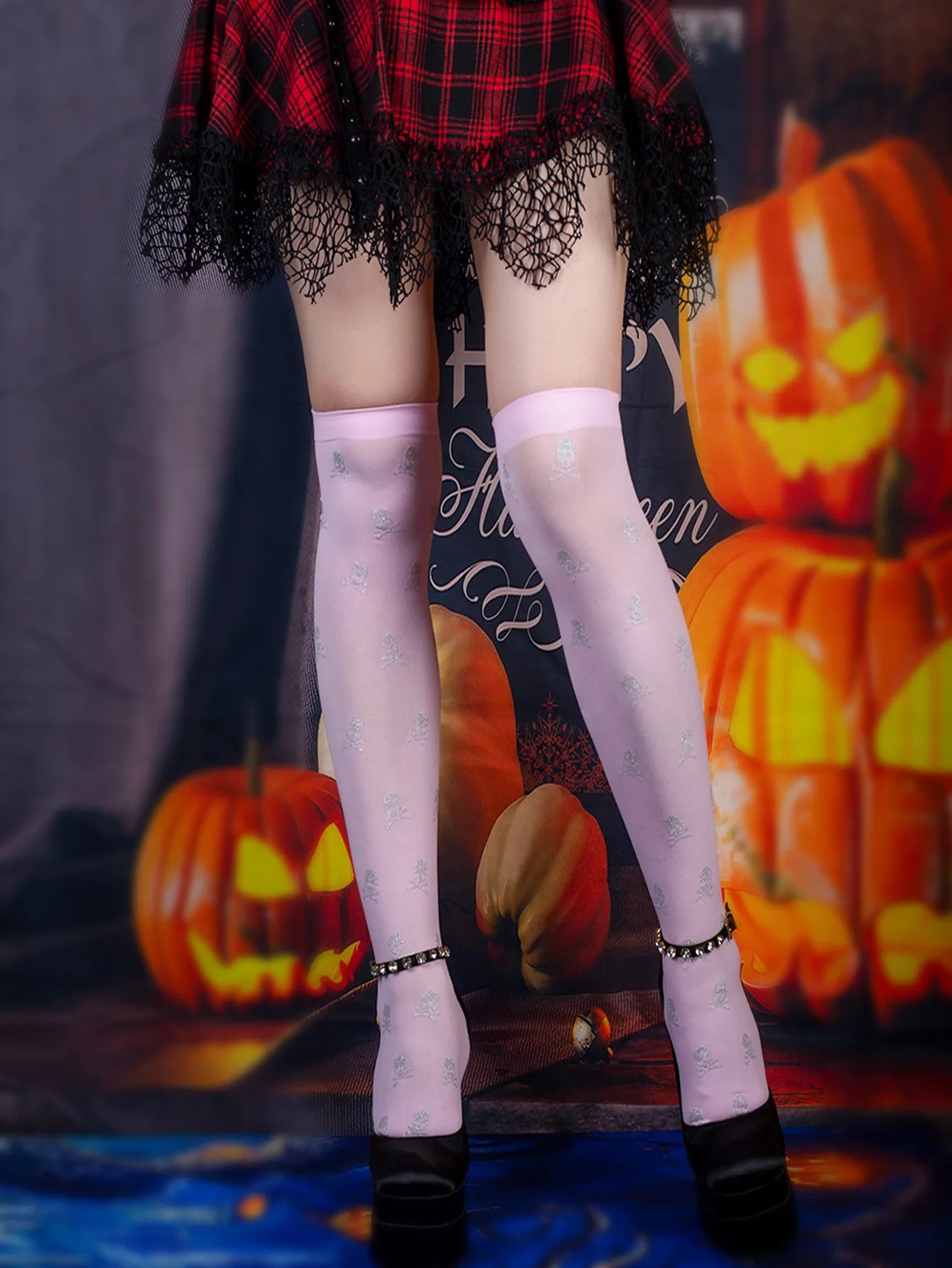 Glitter Skull & Crossbones Tights