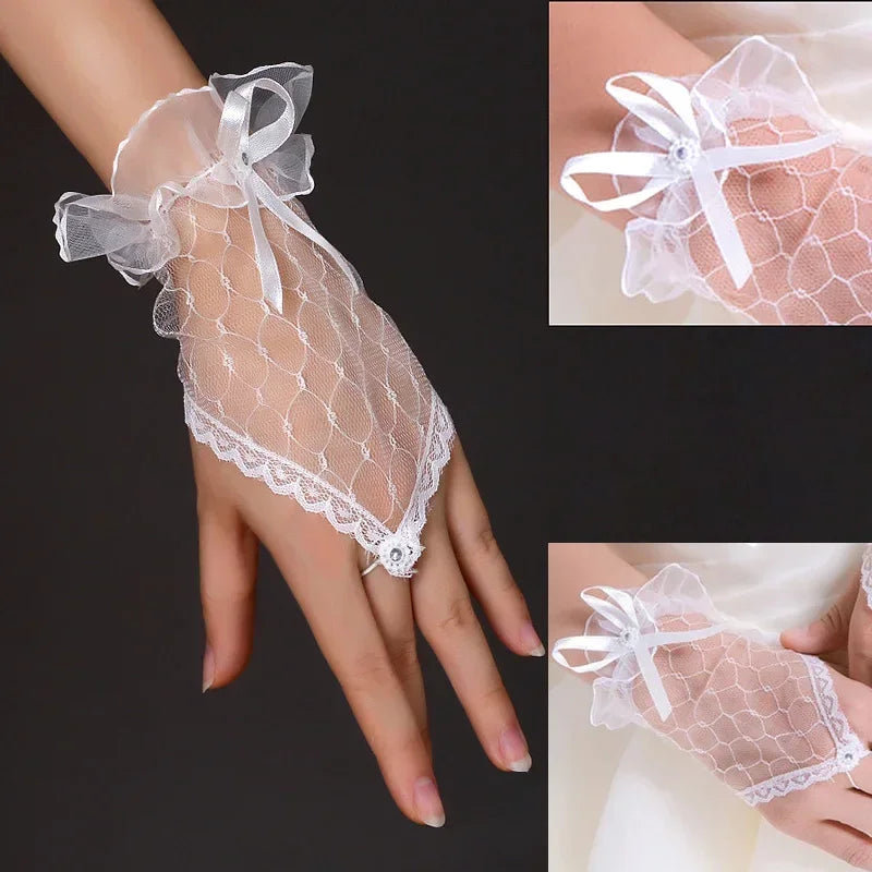 Lace Bow Fishnet Gloves - Gloves & Arm Warmers detail view 3 | Cute Splikes