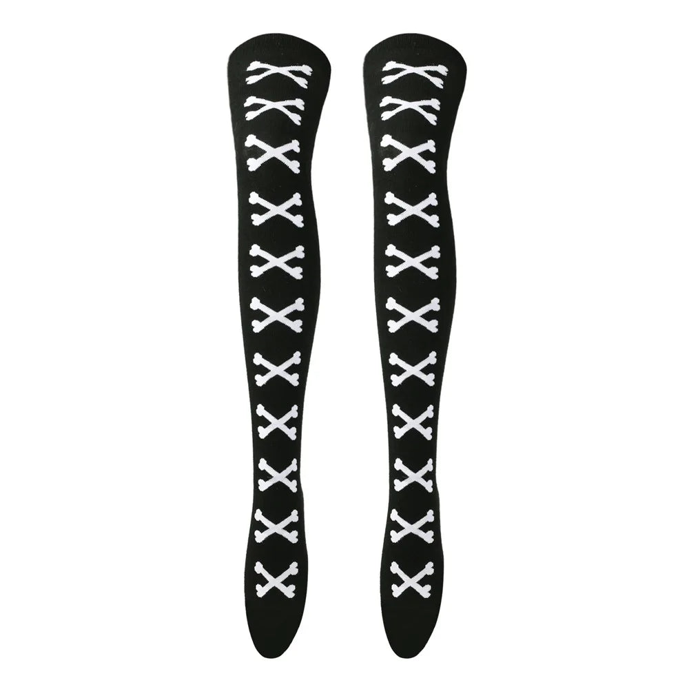 Heart Crossbones Over-Knee Thigh-High Socks