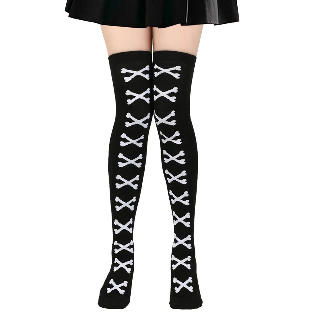 Heart Crossbones Over-Knee Thigh-High Socks