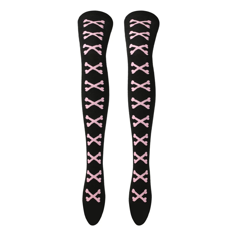 Heart Crossbones Over-Knee Thigh-High Socks