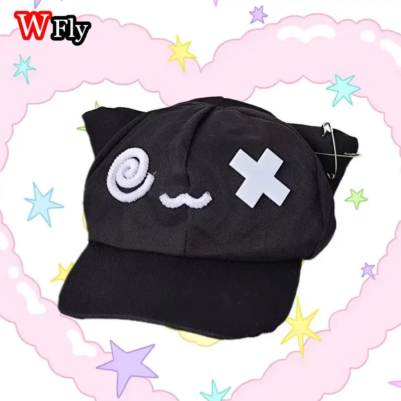 Fluffy Cat Ear Beanie with Kawaii Face