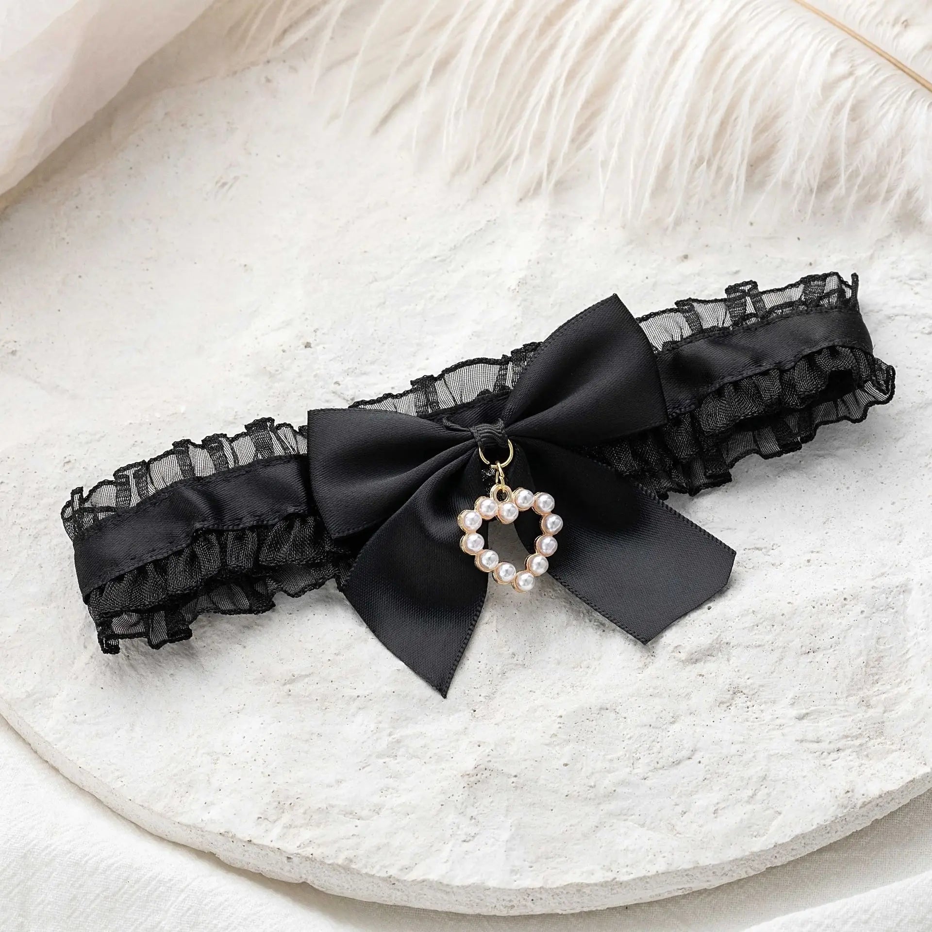 Lace Heart Bow Choker Necklace