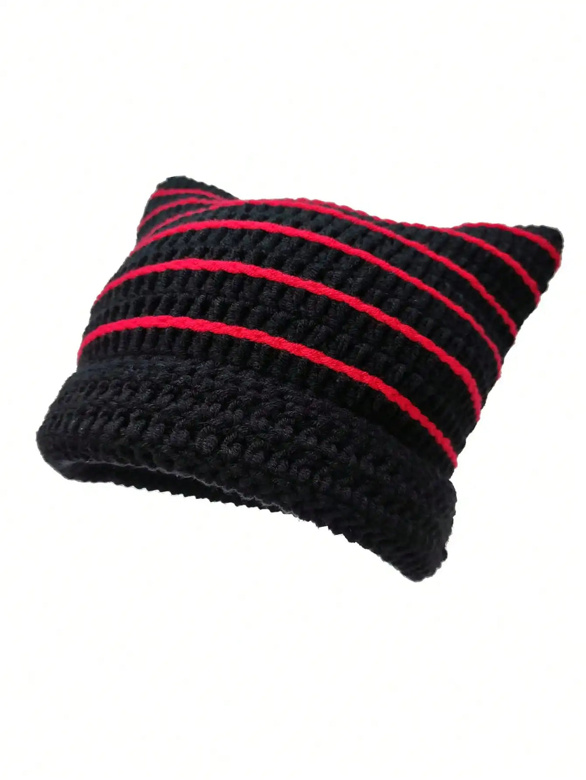 Striped Cat Ear Crochet Beanie