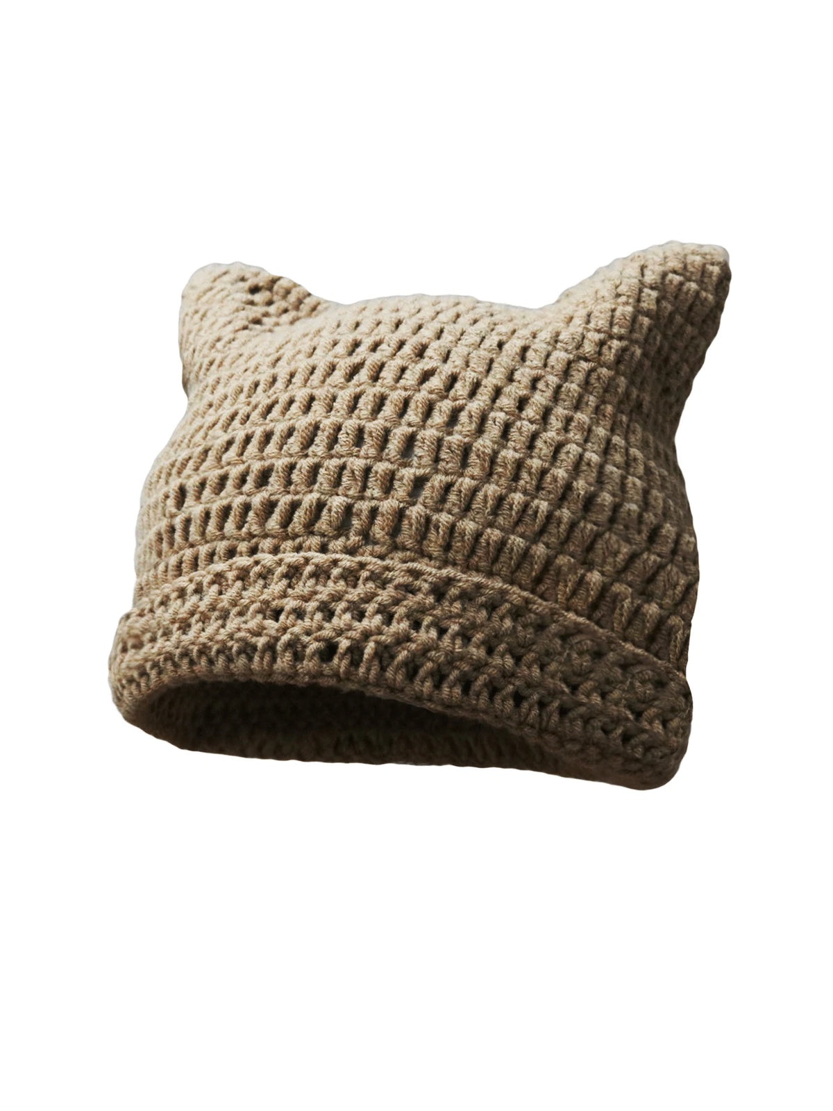 Striped Cat Ear Crochet Beanie
