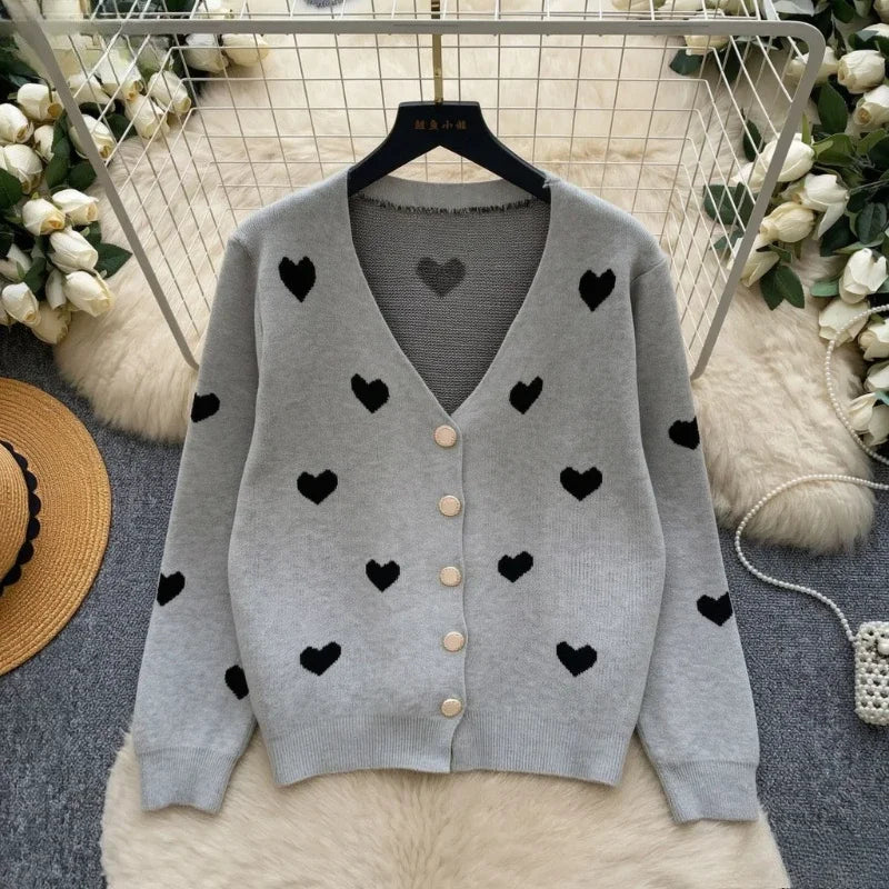 Pink Heart Knit Cardigan
