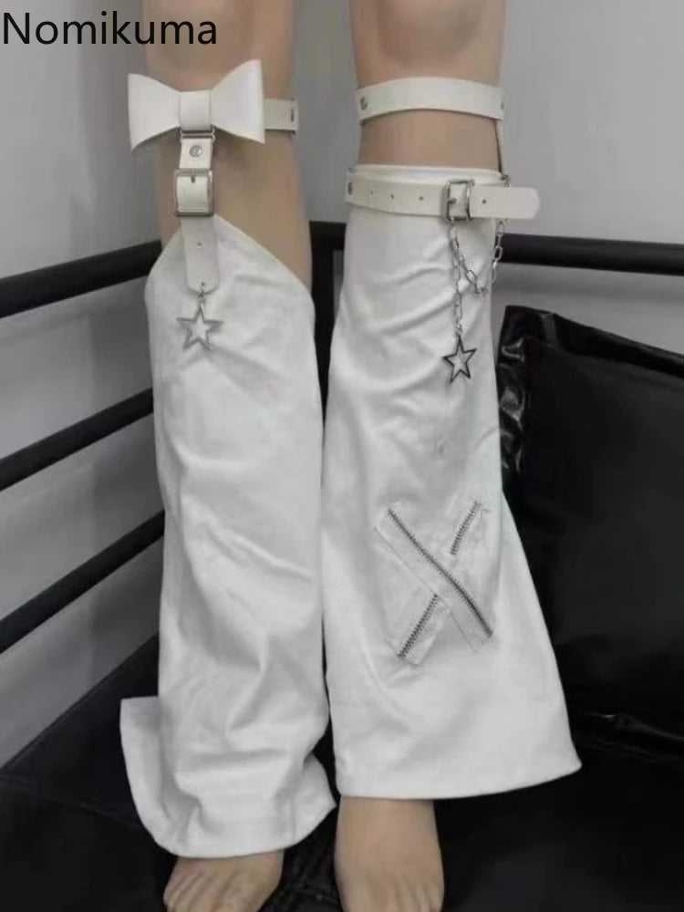 Bow Buckle Flare Leg Warmers with Star Charm