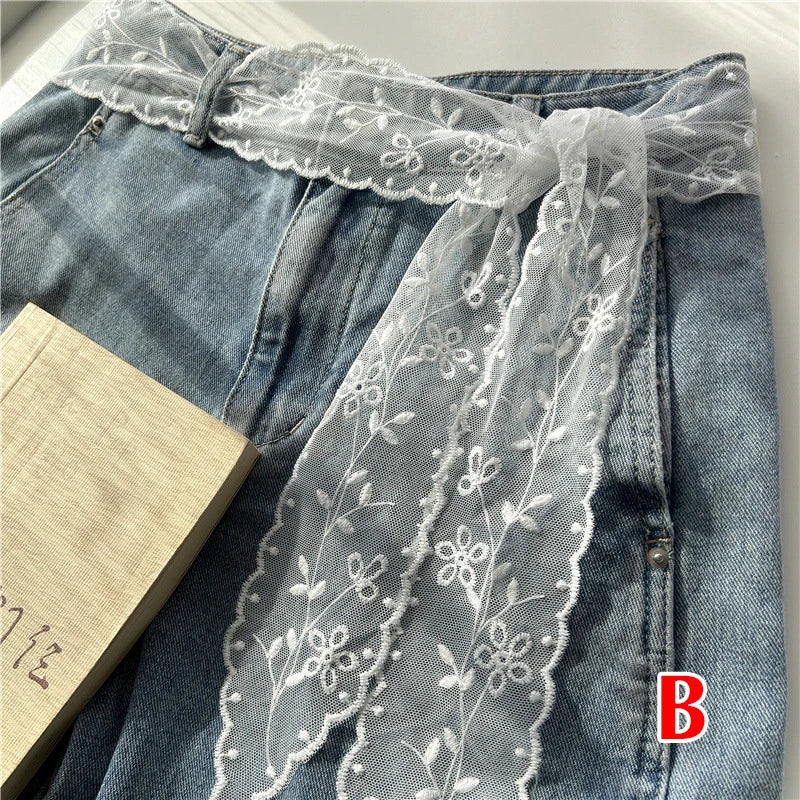 Sheer Lace Bow Waist Belt
