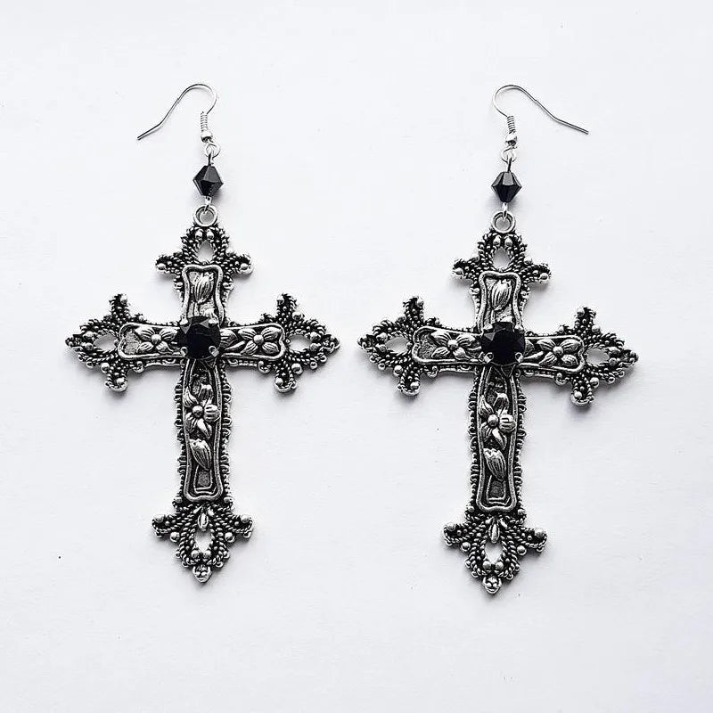 Gothic Statement Cross Earrings