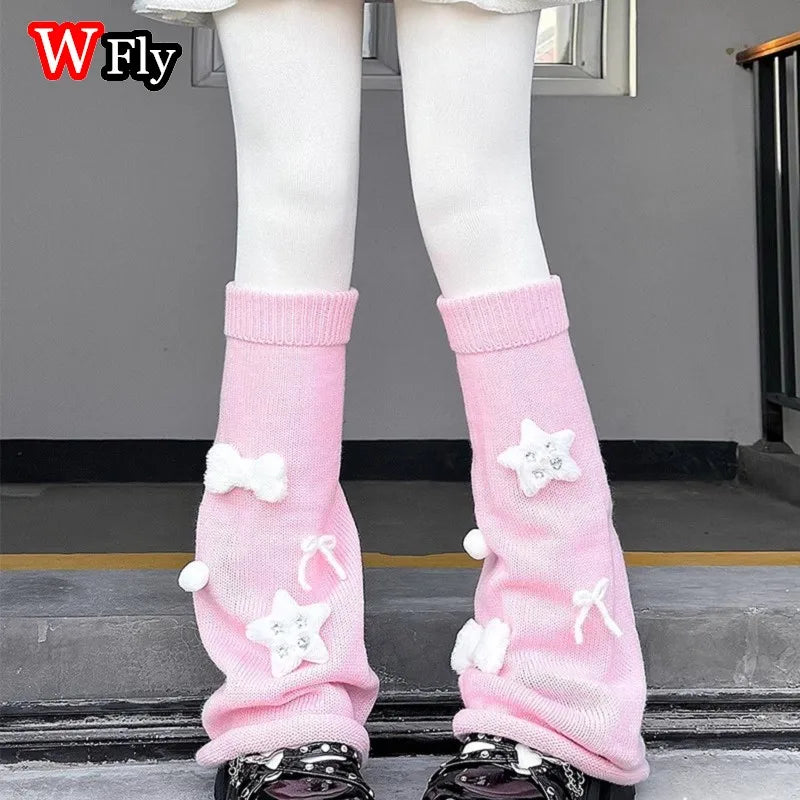 Star Plush Knit Flare Leg Warmers