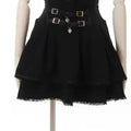 Lace Ruffle Cake Mini Skirt with Corset Belt