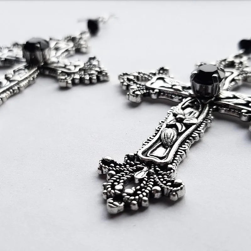 Gothic Statement Cross Earrings