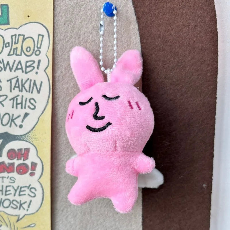 Pink Smile Bunny Plush Keychain