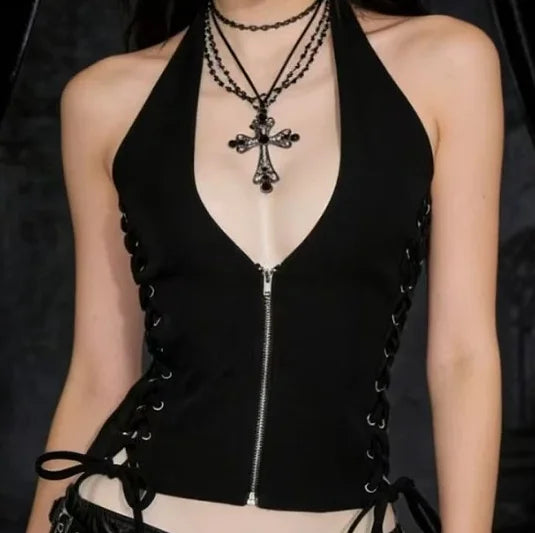 Lace-Up Bandage Crop Top - Tops & Dresses detail view 4 | Cute Splikes