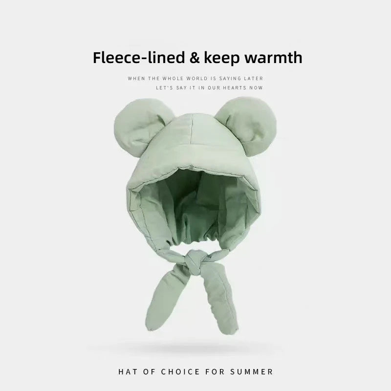 Plush Bear Ear Fleece Beanie