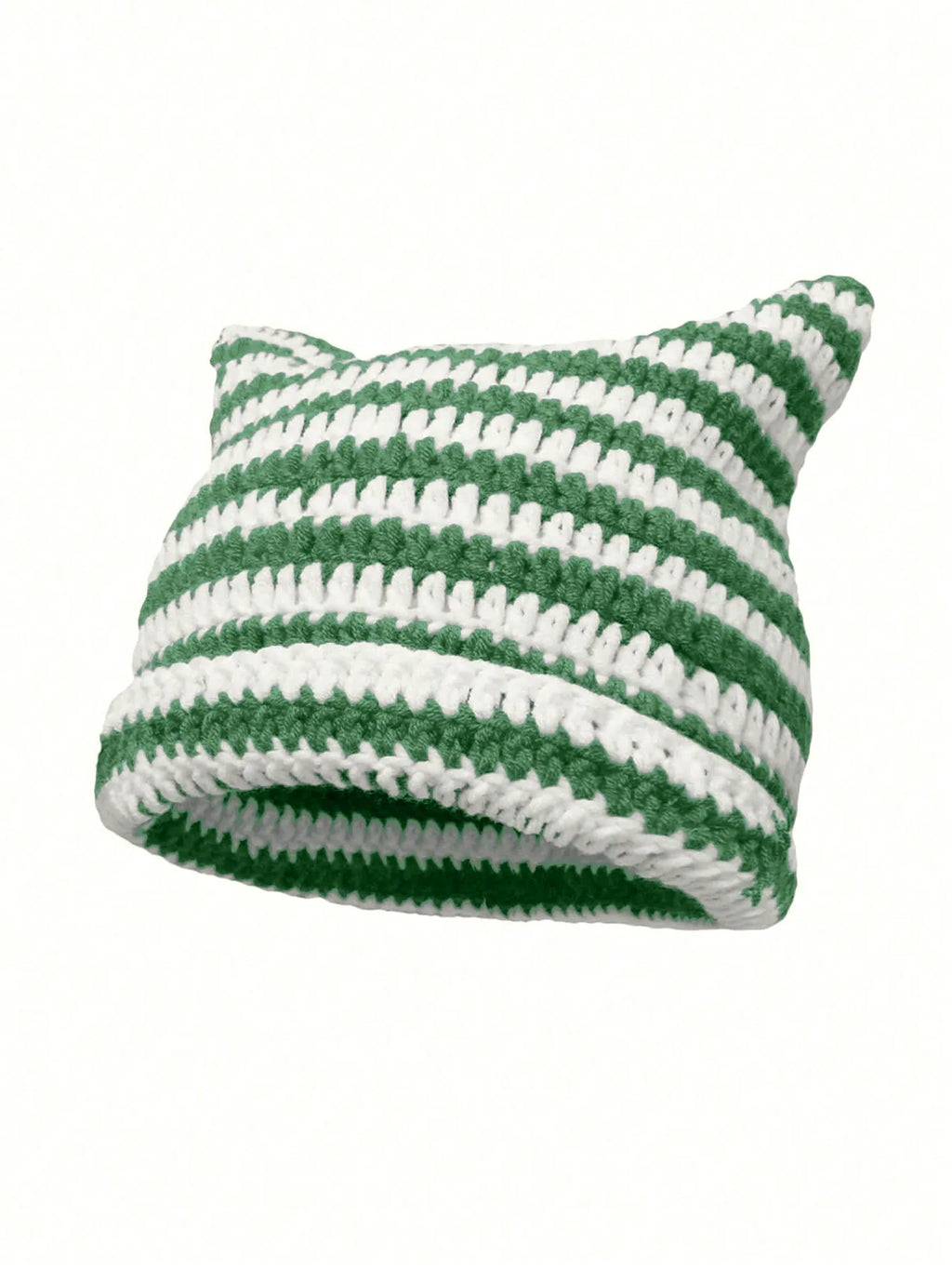 Striped Cat Ear Crochet Beanie