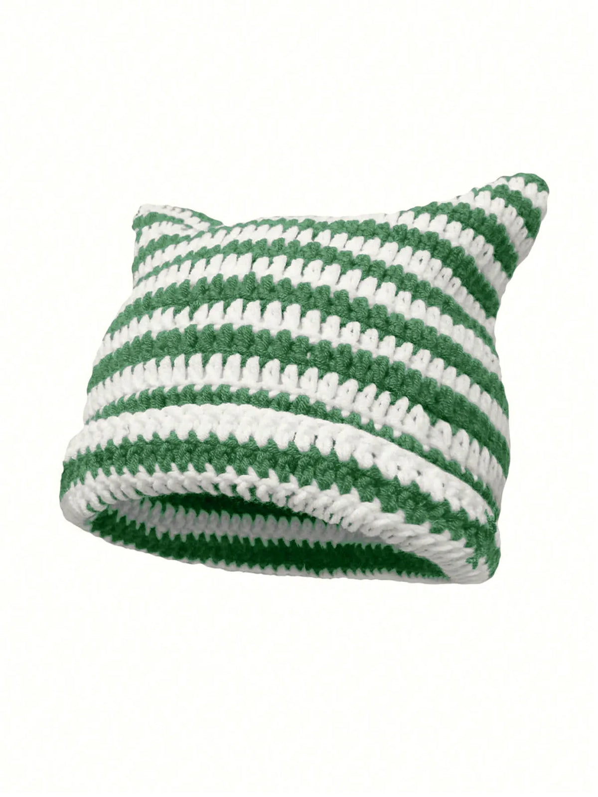 Striped Cat Ear Crochet Beanie
