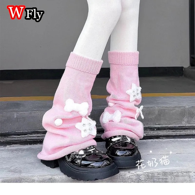 Star Plush Knit Flare Leg Warmers