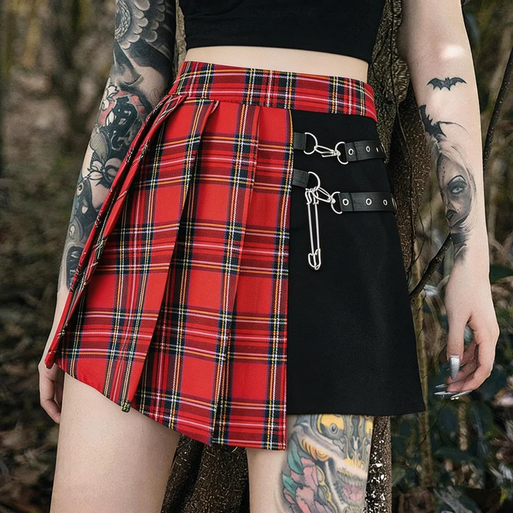 Asymmetrical Plaid Mini Skirt - Skirts detail view 4 | Cute Splikes