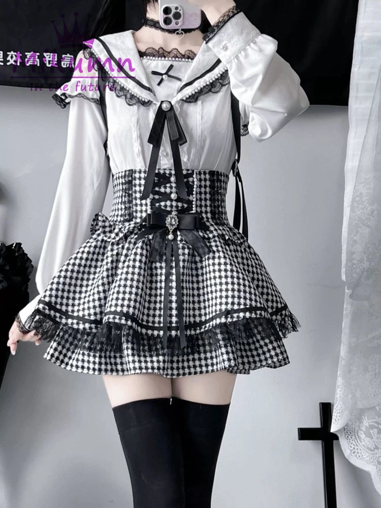 Lace Ruffle Tiered Skirt with Lace-Up Sides