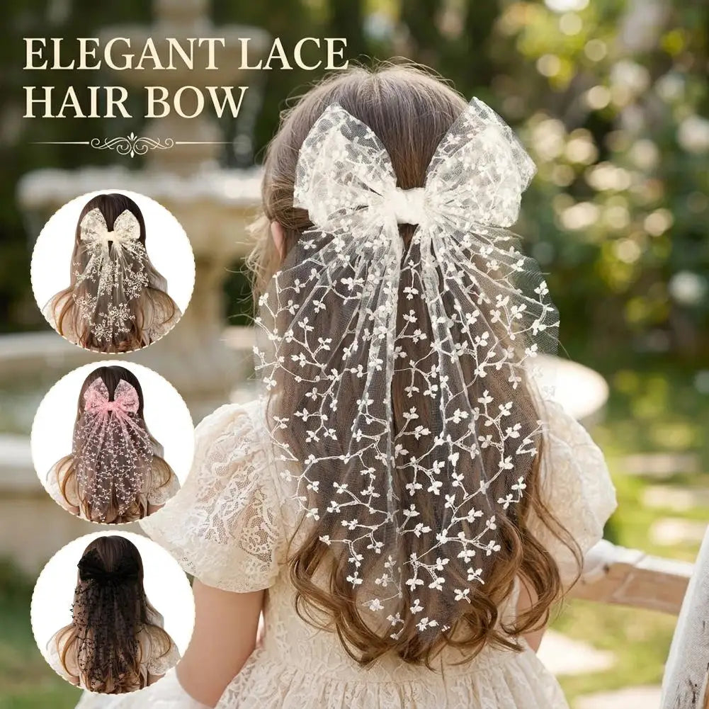 Ivory Lace Bow Hair Clip