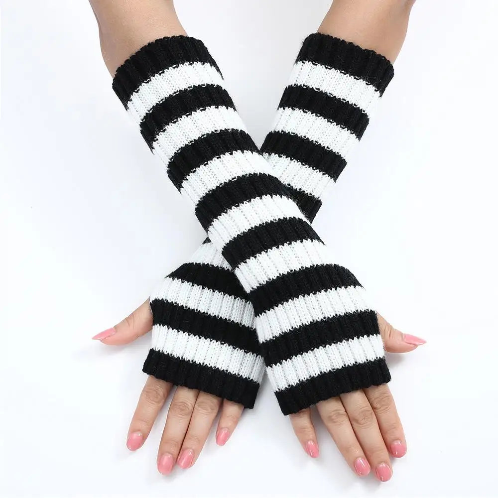 Striped Knit Arm Warmers - Gloves & Arm Warmers detail view 10 | Cute Splikes