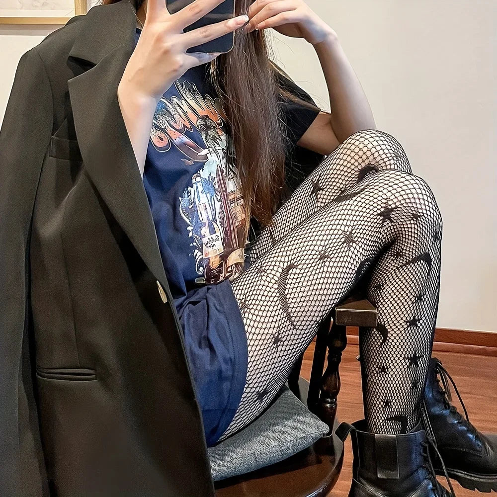 JK Fishnet Tights (White & Black)