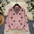 Pink Heart Knit Cardigan