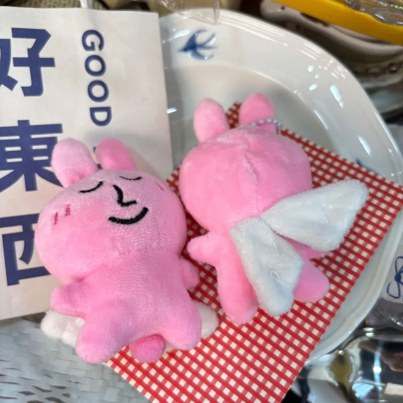 Pink Smile Bunny Plush Keychain