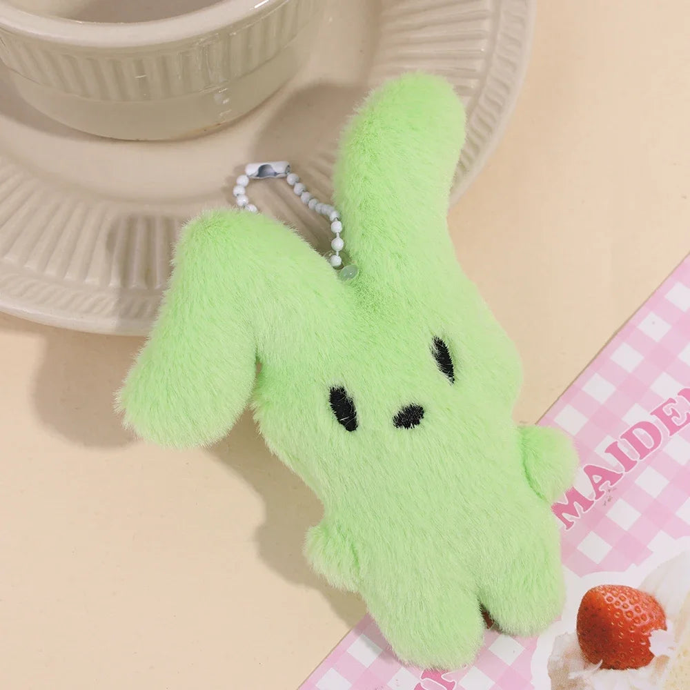 Pink Fluffy Rabbit Plush Keychain
