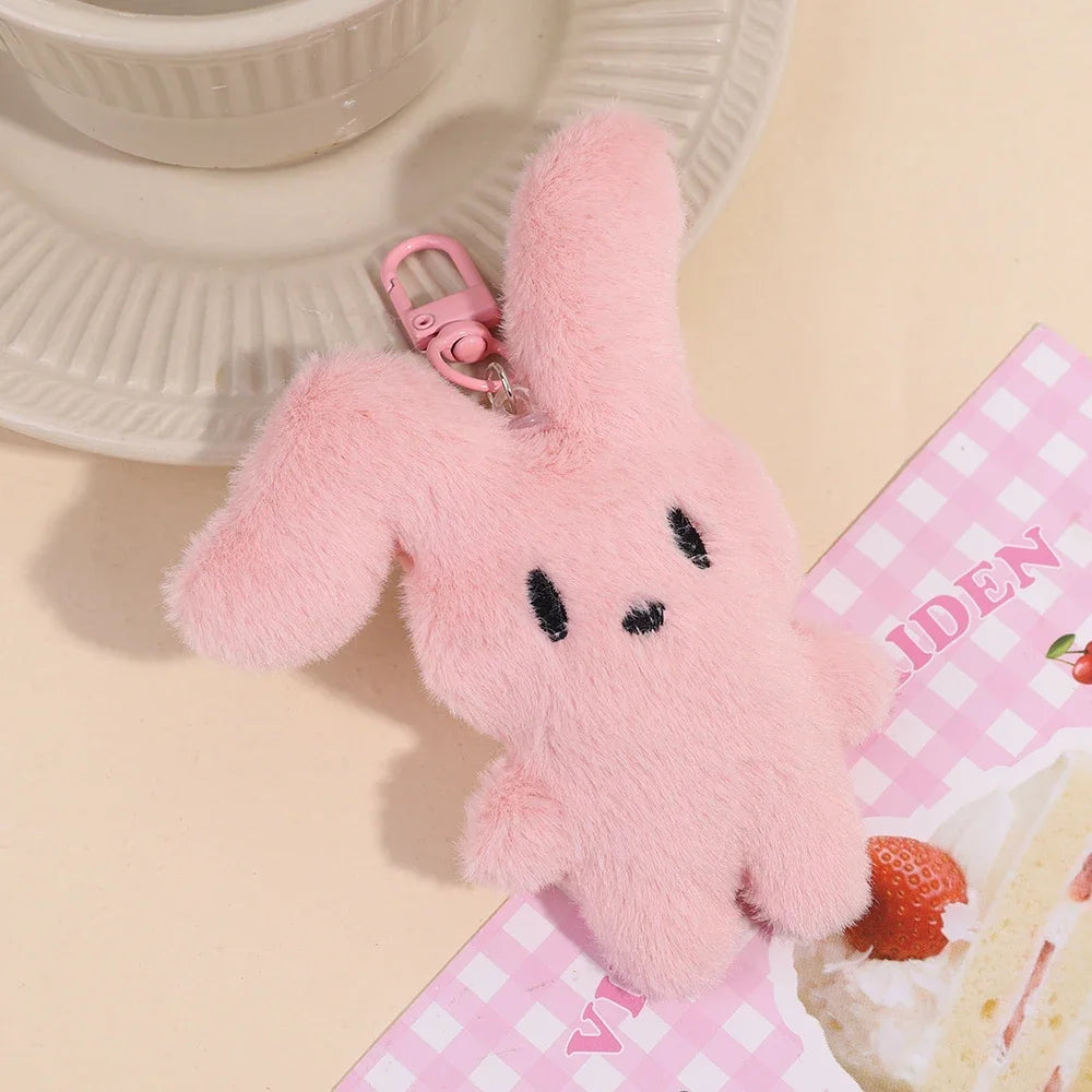 Pink Fluffy Rabbit Plush Keychain