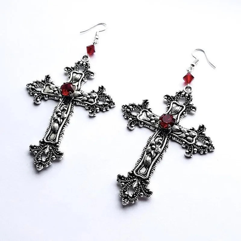 Gothic Statement Cross Earrings