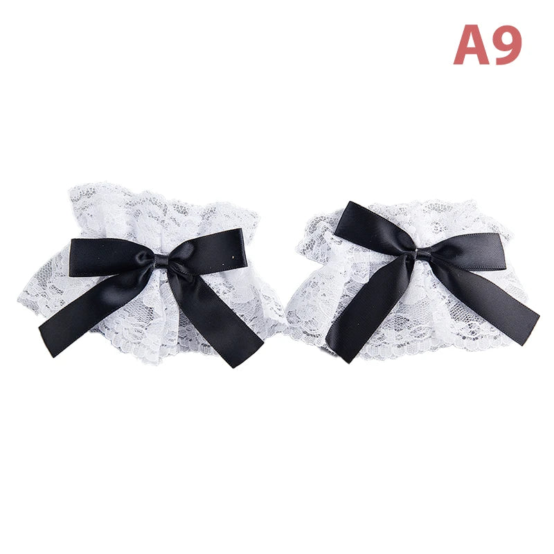 Satin Bow Lace Wrist Cuffs - Gloves & Arm Warmers detail view 12 | Cute Splikes