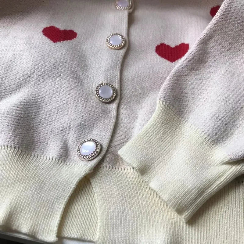Pink Heart Knit Cardigan