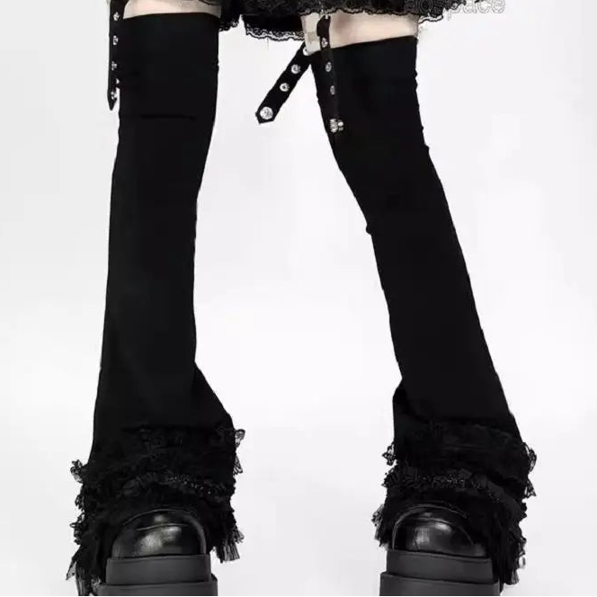 Lace Ruffle Leg Warmers with Suspender Straps