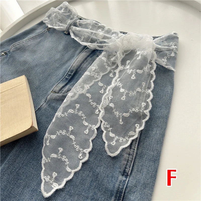 Sheer Lace Bow Waist Belt