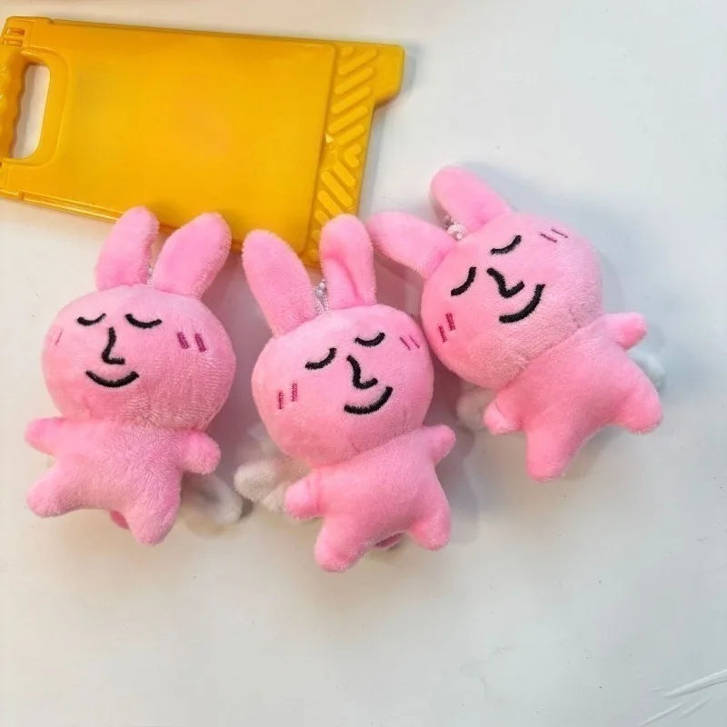 Pink Smile Bunny Plush Keychain