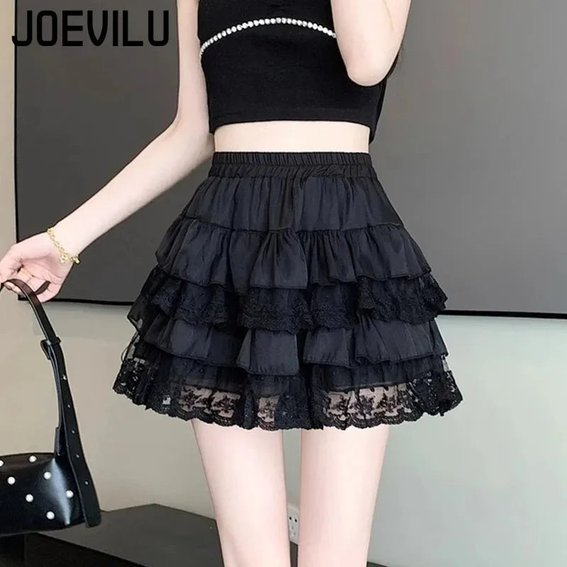 Black Lace Tulle Tutu Mini Skirt