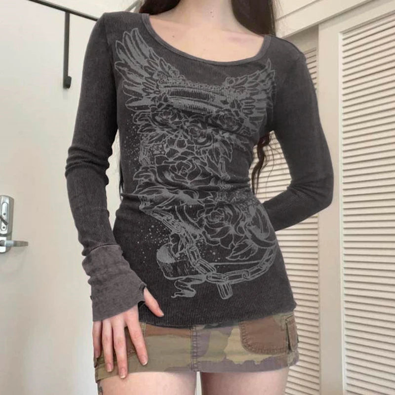 Floral Wings Long Sleeve Top - Tops & Dresses detail view 6 | Cute Splikes